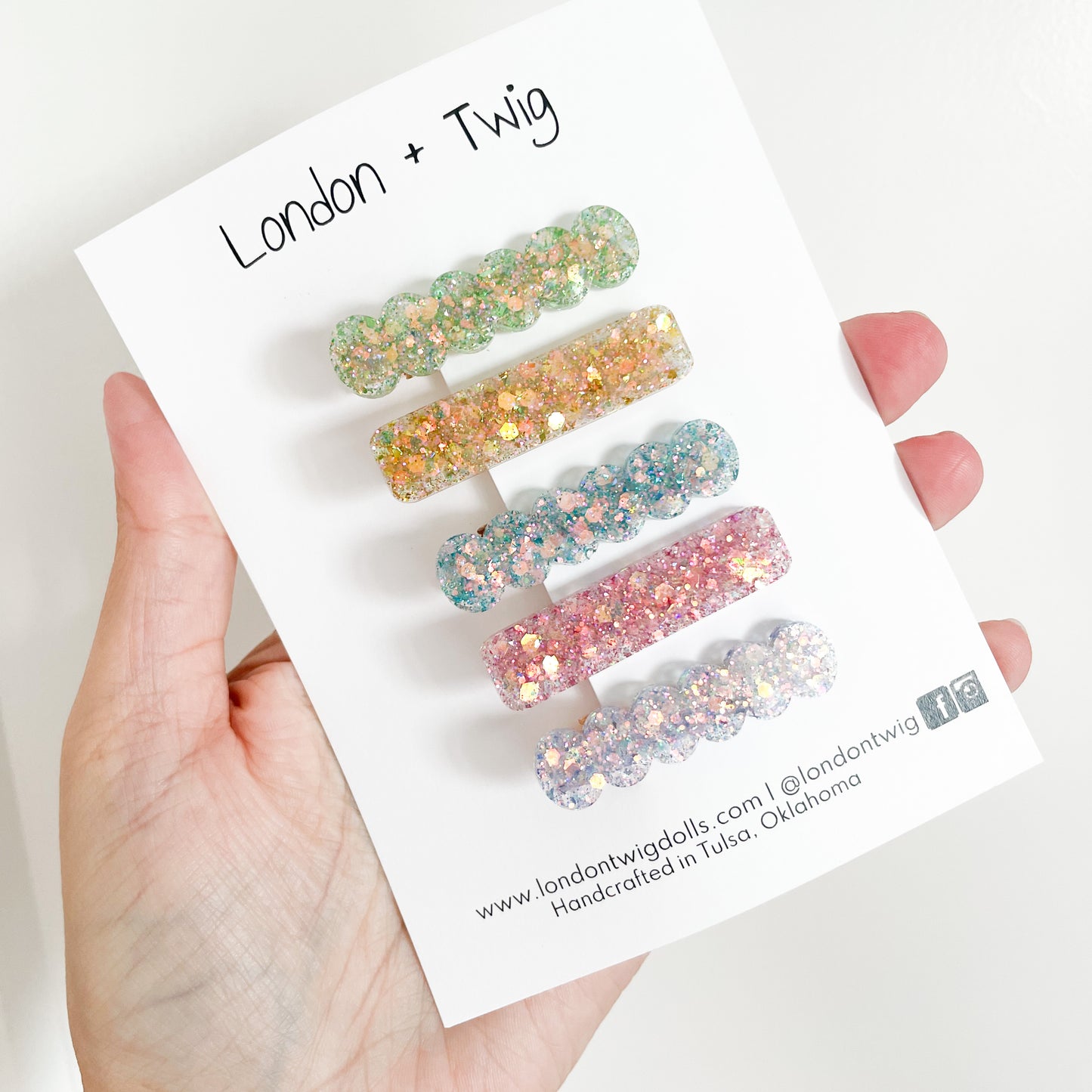resin sparkly clip set (5 clips)