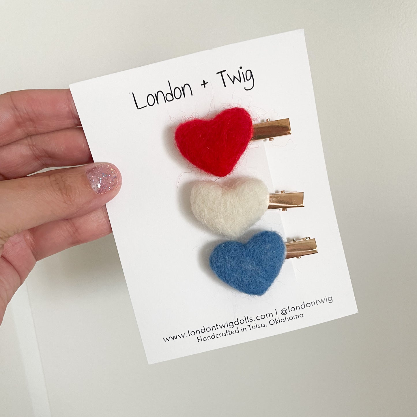 wool hearts (set of 3- select left or right)