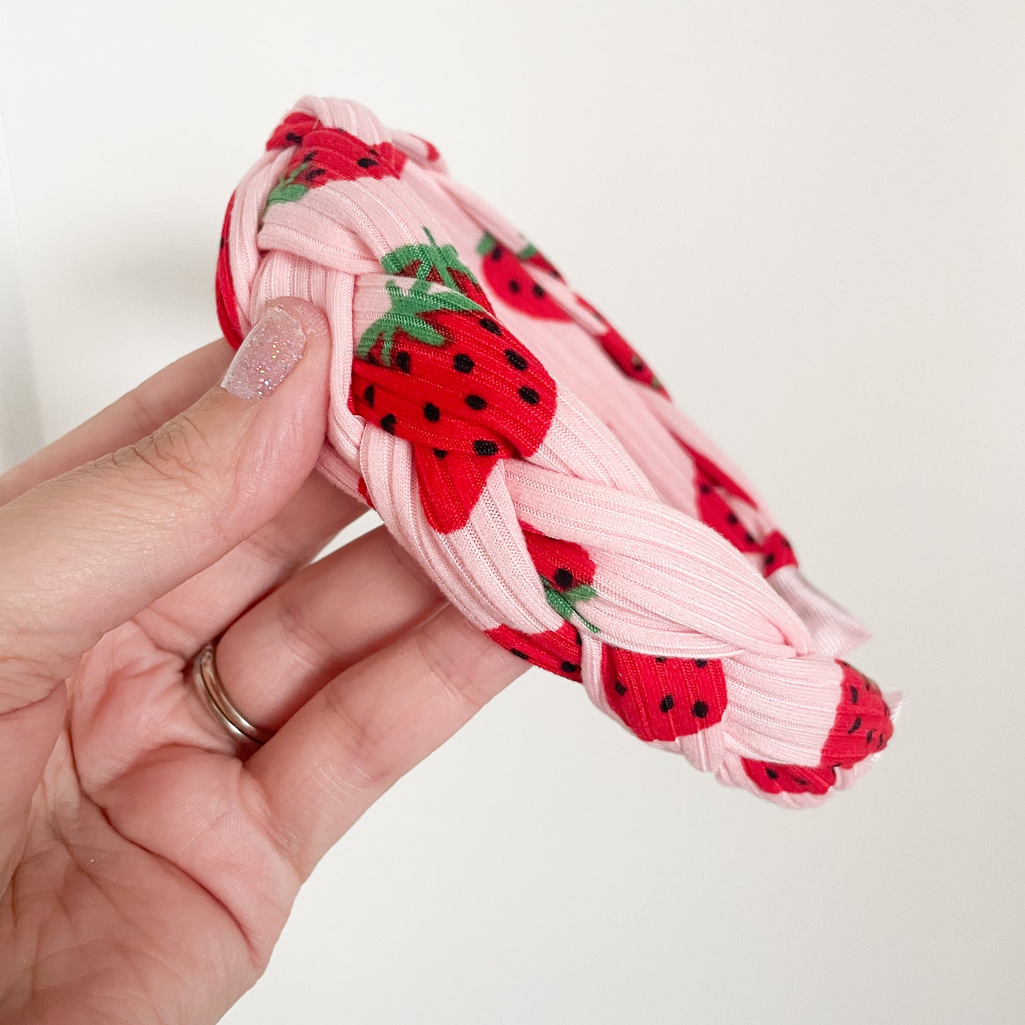 strawberry ribbed braided headband (full size only)