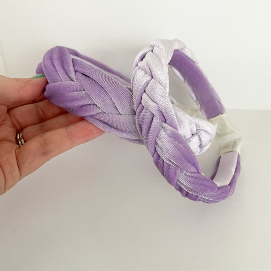 purple velvet braided headband (Both sizes available)